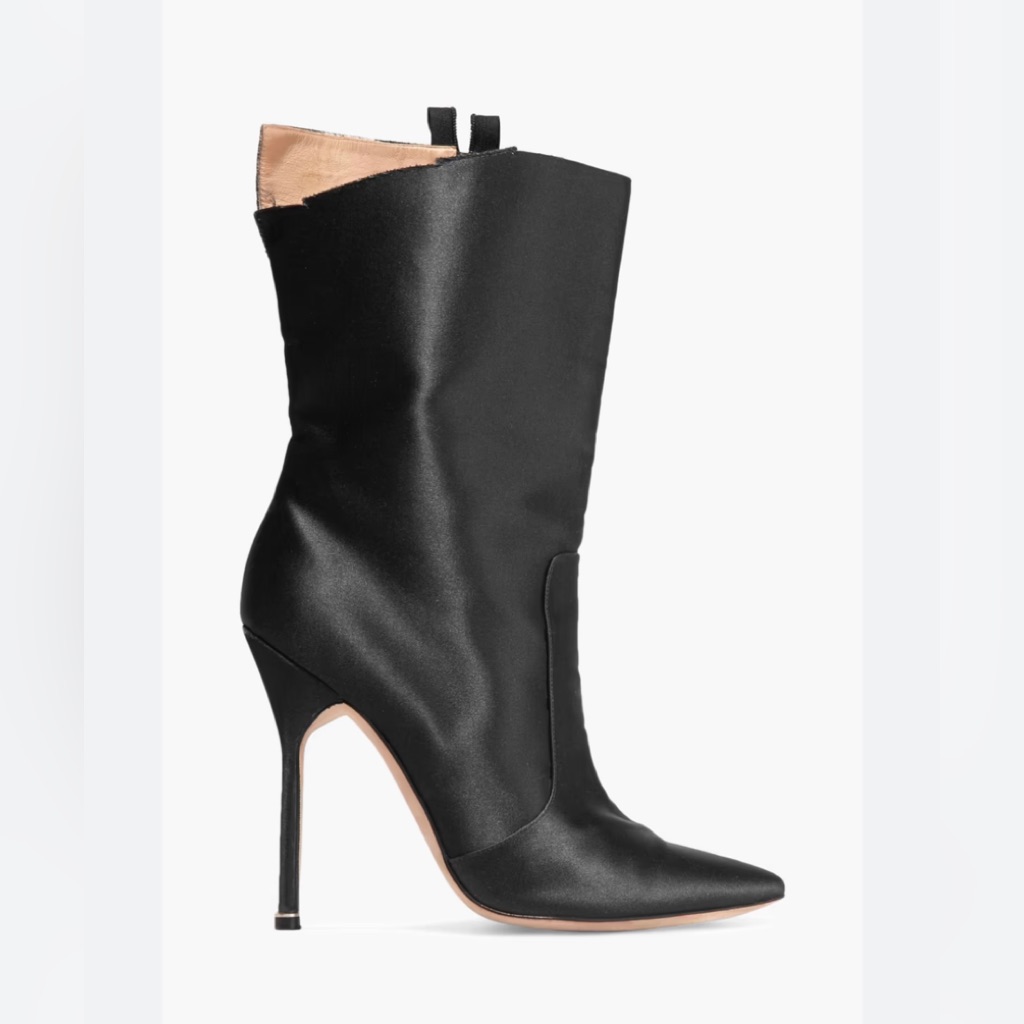 Vetements X Manolo Blahnik Women's Cutout Satin Mid-Calf Boots Size 38.5